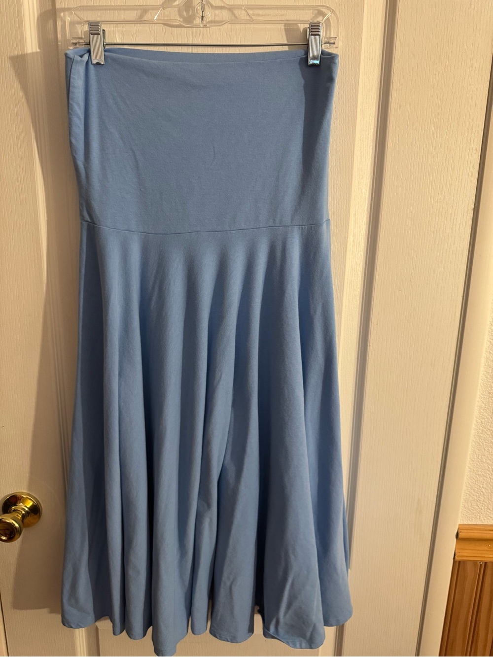 Garnet Hill Light Blue Flared Midi Skirt